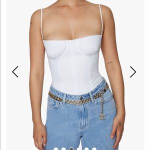 Weworewhat underwire poplin corset white